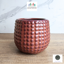 Load image into Gallery viewer, THe Leaferie Marika red studded flowerpot. ceramic material
