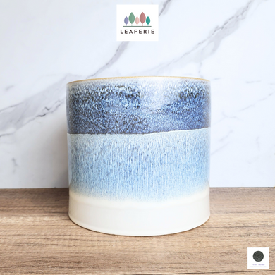 The Leaferie Benoite blue ceramic pot