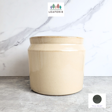 The Leaferie Elka milk beige colour ceramic pot.