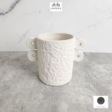 Load image into Gallery viewer, The Leaferie Nover white ceramic pot with ear
