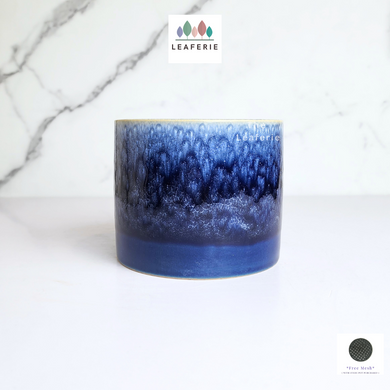 The Leaferie Kuba blue ceramic pot. 