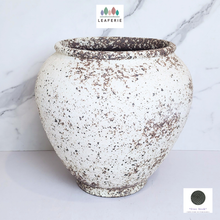 Load image into Gallery viewer, The Leaferie Asteria Big flowerpot. white with brown specks ceramic pot
