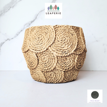 Load image into Gallery viewer, The Leaferie Parker cement pot with rattan rope.
