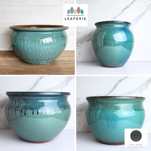 Load image into Gallery viewer, The Leaferie Albany Large green ceramic pot. 5 Design
