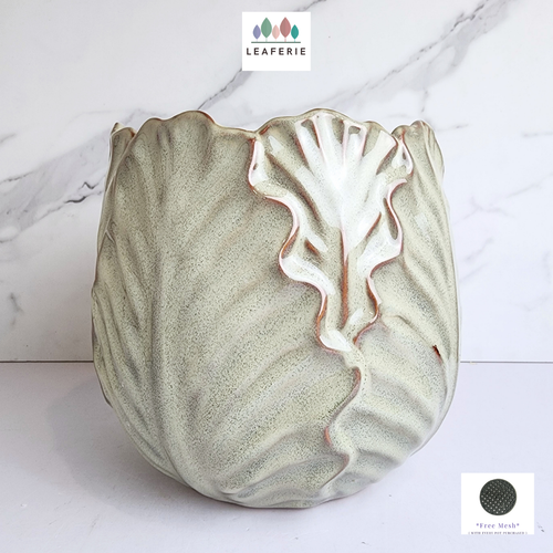 The Leaferie Jarvi beige ceramic flowerpot