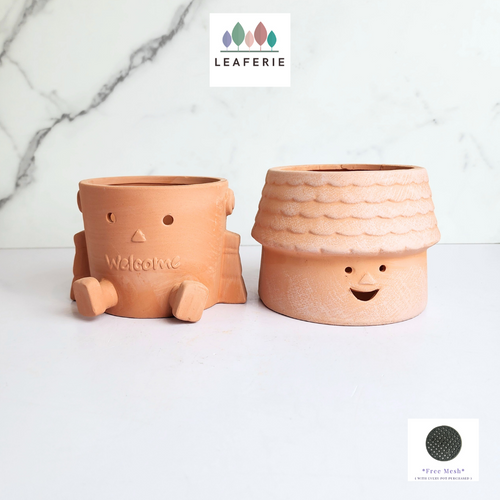 The Leaferie Yandel terracotta pot. 2 designs house collection