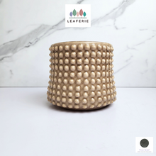 Load image into Gallery viewer, The Leaferie Bronwyn studded beige flowerpot. ceramic material
