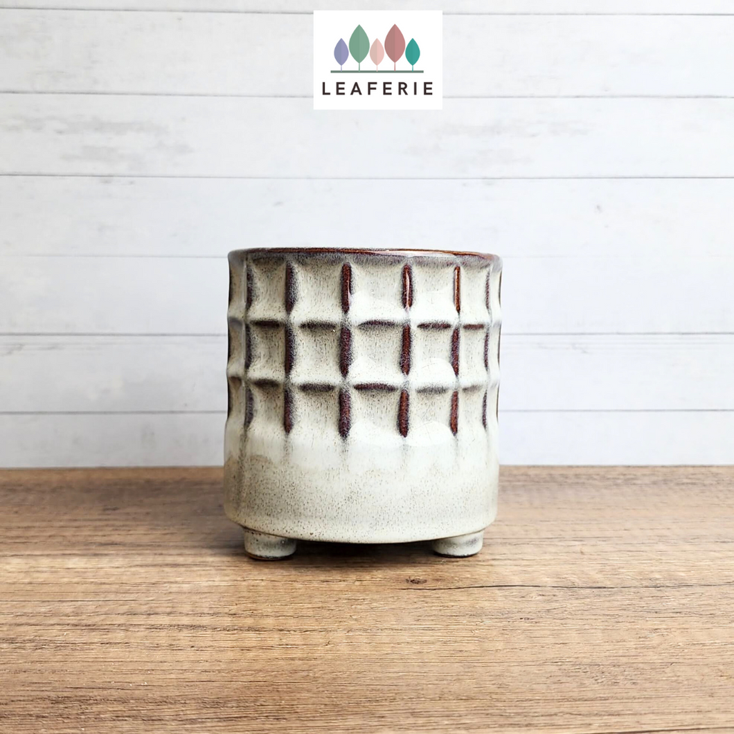 The Leaferie Lei flowerpot beige colour ceramic pot.