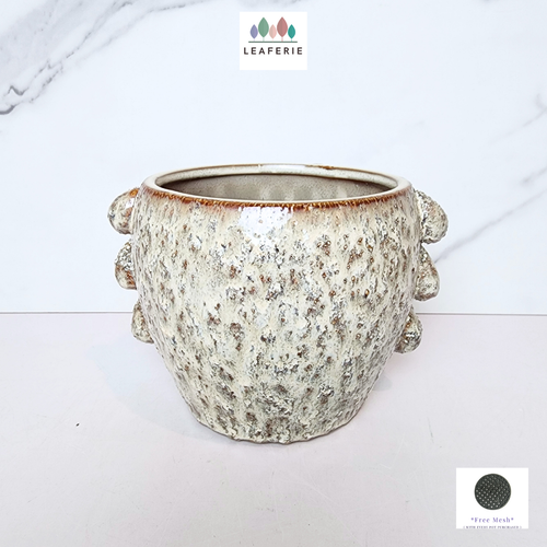 The Leaferie Meadow ceramic pot beige colour