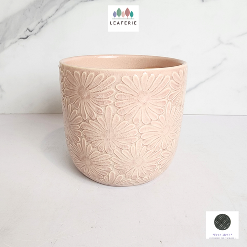 The Leaferie Delia pink flower ceramic pot