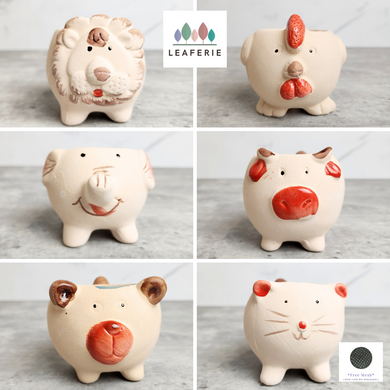 The Leaferie Allie Animal Series 3. 6 designs ceramic mini pots. 
