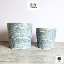 Load image into Gallery viewer, The Leaferie Eowyn flowerpot. leaf inprint. 2 sizes. ceramic pot
