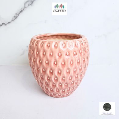 The Leaferie Bea pink strawberry ceramic pot