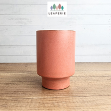 Load image into Gallery viewer, The Leaferie Raiden tall flowerpot. orangey red ceramic pot
