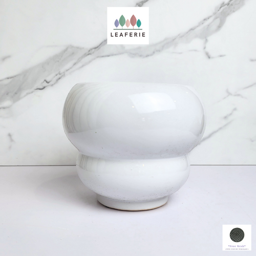 The Leaferie Varden white ceramic pot.