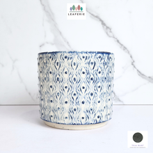 Load image into Gallery viewer, The Leaferie Esme Flowerpot. blue and white ceramic pot
