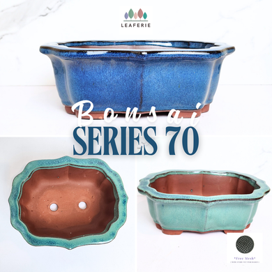 The Leaferie Bonsai flowerpot Series 70 . 2 colours blue and green ceramic material