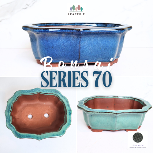 The Leaferie Bonsai flowerpot Series 70 . 2 colours blue and green ceramic material