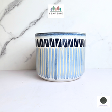 Load image into Gallery viewer, The Leaferie Isidora ceramic blue flowerpot.
