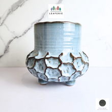 Load image into Gallery viewer, The Leaferie Ofelia blue ceramic pot with legs
