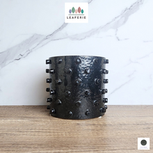 Load image into Gallery viewer, The Leaferie Nandita black pot with spikes. 2 sizes ceramic pot
