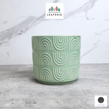 Load image into Gallery viewer, The Leaferie Dagan green flowerpot. ceramic material
