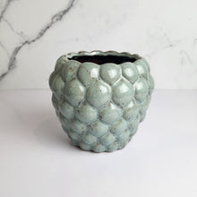 Load image into Gallery viewer, The Leaferie Nani ceramic pot. 2 colours. grey and green. front view of pot B
