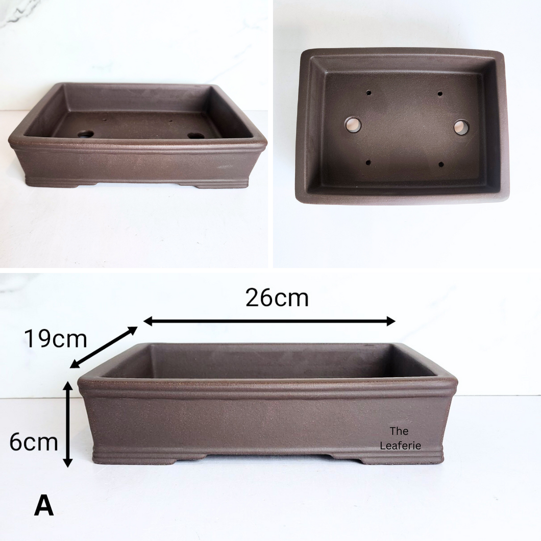 The Leaferie Bonsai Pot eries 72. zisha material. 4 designs. rectangular and oval