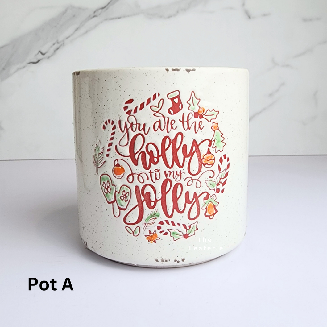 The Leaferie Christmas collection flowerpot. 3 designs. ceramic
