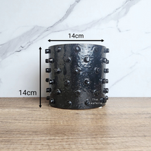 Load image into Gallery viewer, The Leaferie Nandita black pot with spikes. 2 sizes ceramic pot
