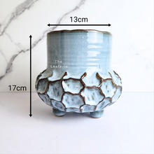 Load image into Gallery viewer, The Leaferie Ofelia blue ceramic pot with legs
