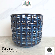 Load image into Gallery viewer, The Leaferie Tavra handmade ceramic blue pot.
