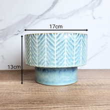 Load image into Gallery viewer, The Leaferie Lia blue flowerpot.ceramic material
