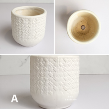 Load image into Gallery viewer, The Leaferie Petit pots Series 10 . 12 designs of ceramic mini pots. view of all  design A
