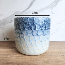 Load image into Gallery viewer, The Leaferie Javon blue and white flowerpot. ceramic material
