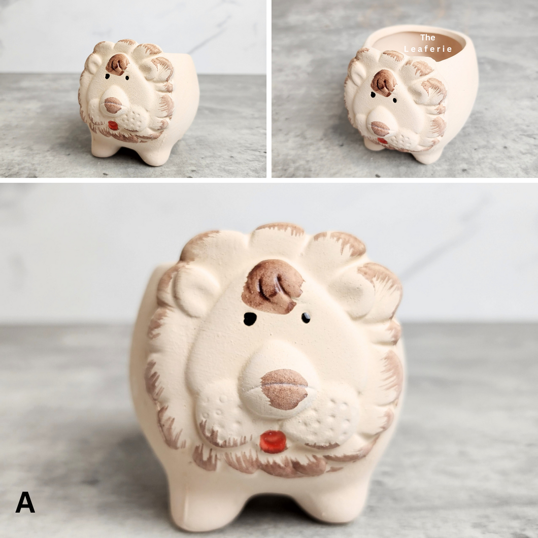 The Leaferie Allie Animal Series 3. 6 designs ceramic mini pots. Design A