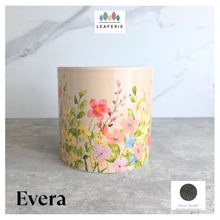 Load image into Gallery viewer, Evera Floral-patterned  pot with 'LEAVERIE' branding . Ceramic pot
