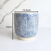 Load image into Gallery viewer, The Leaferie Cora blueish flowerpot. ceramic material
