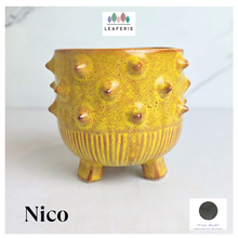 Load image into Gallery viewer, The Leaferie Nico yellow ceramic flowerpot
