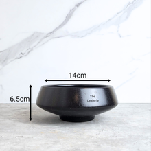 Load image into Gallery viewer, The Leaferie Xelene shallow white and black colour ceramic pot.
