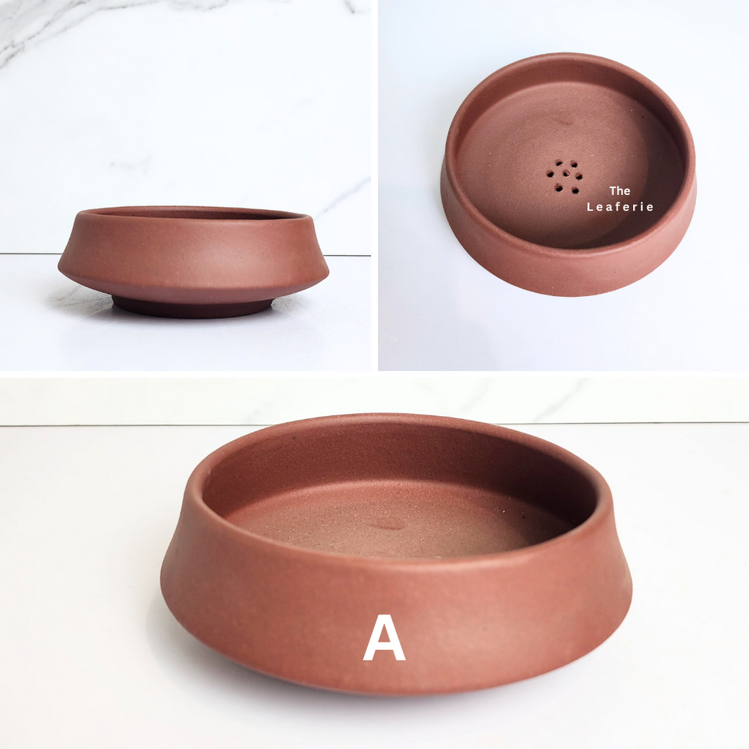 The Leaferie Bonsai pot (Series 41) 3 colour zisha or purple sand material. Design A