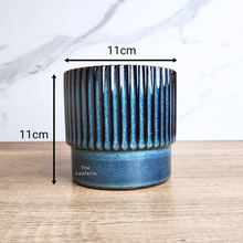 Load image into Gallery viewer, The Leaferie Varda Blue ceramic pot. 
