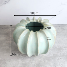 Load image into Gallery viewer, The Leaferie Mossen green ceramic pot. 
