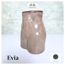 Load image into Gallery viewer, Evia Ceramic vase with speckled texture on a light background, featuring the brand &#39;LEAFERIE&#39;.
