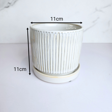 Load image into Gallery viewer, The Leaferie Deidara white flowerpot with tray. ceramic material

