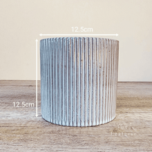 Load image into Gallery viewer, The Leaferie Marceau blue stripe ceramic planter. front view and size
