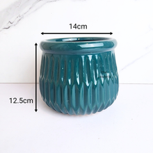 Load image into Gallery viewer, The Leaferie fountaine Teal ceramic pot
