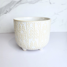 Load image into Gallery viewer, The Leaferie Loki white flowerpot with stand. ceramic material

