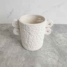 Load image into Gallery viewer, The Leaferie Nover white ceramic pot with ear
