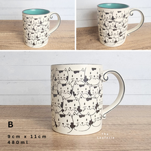 Load image into Gallery viewer, The Leaferie Olivier Mugs and cups .6 designs cups. Design B Cat

